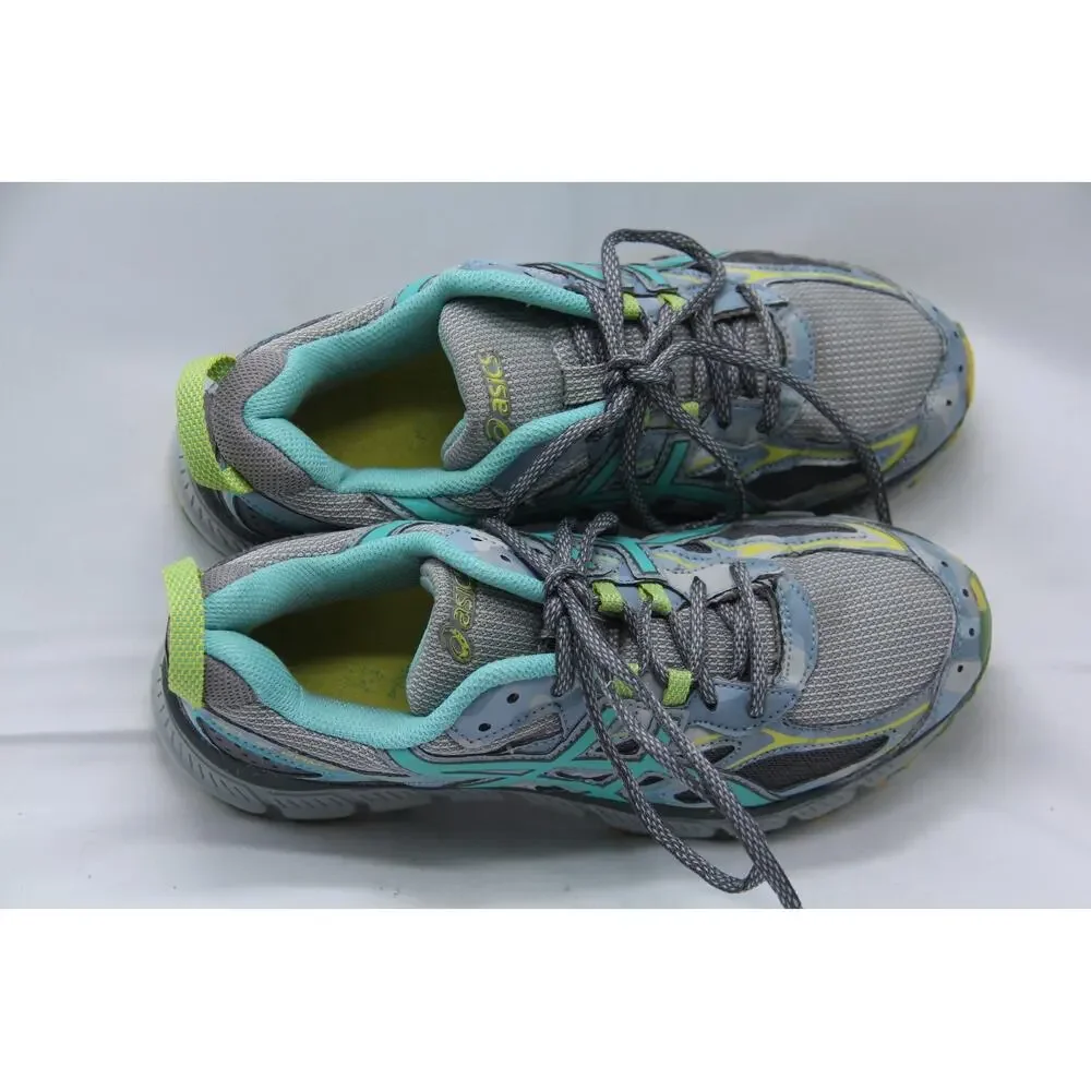 Asics Gel Scram 3 Running Shoes Women's Size 7 Gray Teal Camo Trail T6K7N